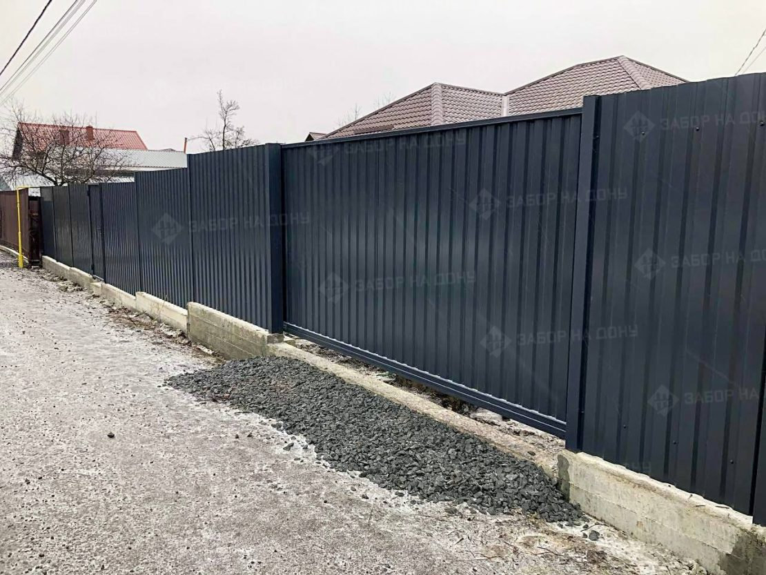 Откатные ворота из профлиста  в Лобне